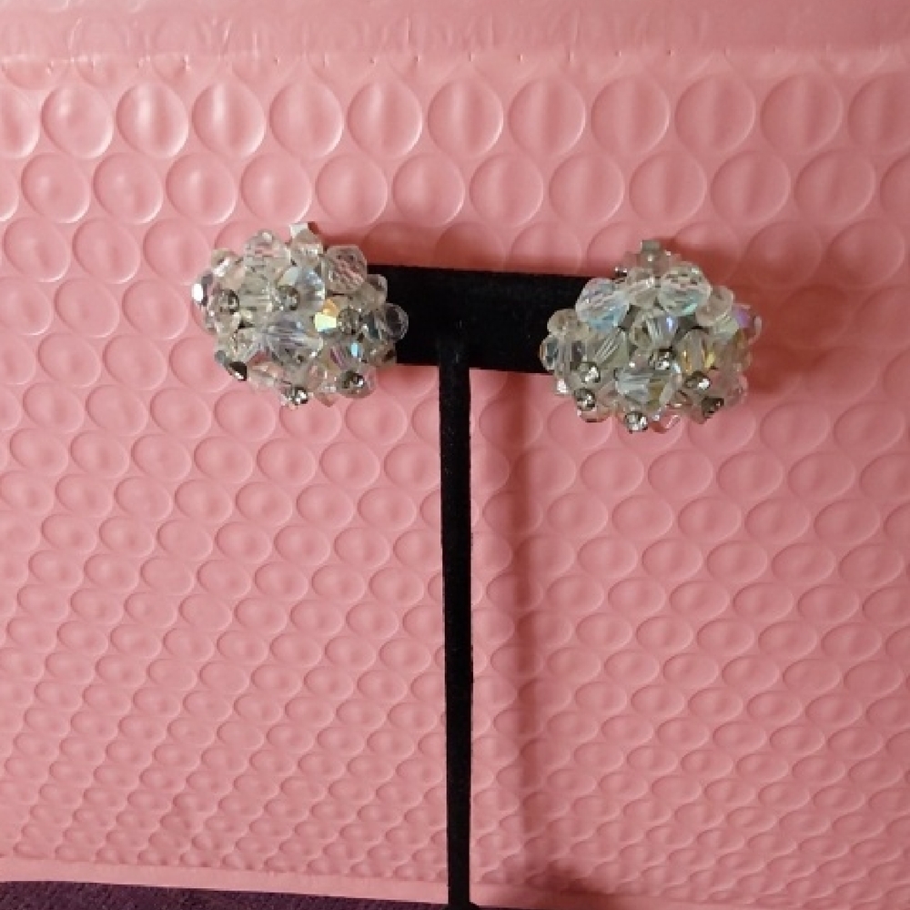 Sparkling Silver Floral Crystal Earrings